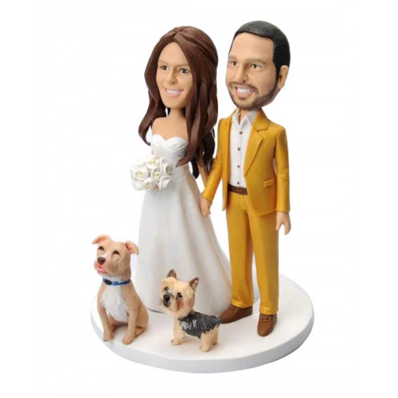 Custom bobblehead wedding " With Our Pets"