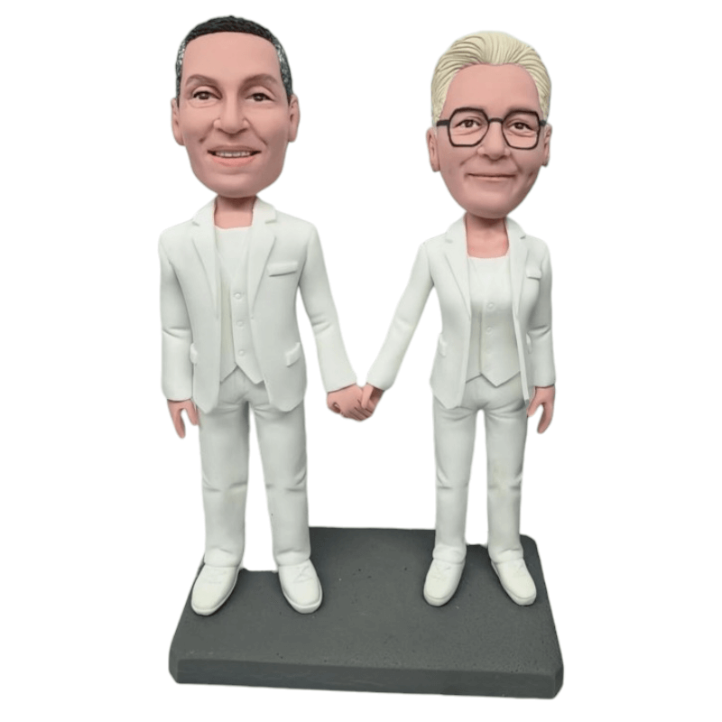 Bobblehead lesbian wedding figurine "With our suit"