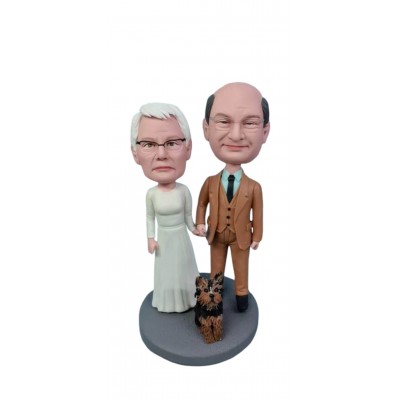 Figurine copy of Custom bobblehead wedding "With our Daughter and Dog"