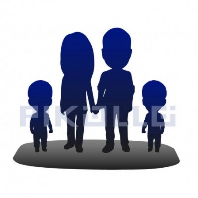 "Full custom bobblehead couple with 2 childs"