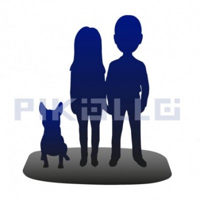 "Full custom bobblehead couple with a animal"