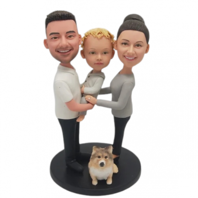 Figurine "Avec notre enfant et notre chien"